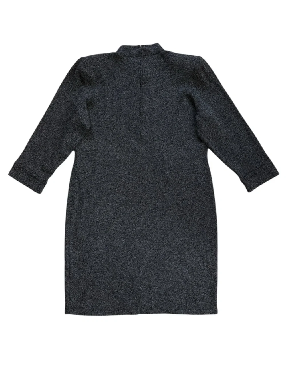 𝅺TOULA Vintage Wool Blend Sweater Dress Cuffed Sleeve Hand Knit Grey *FLAW* - Picture 16 of 16